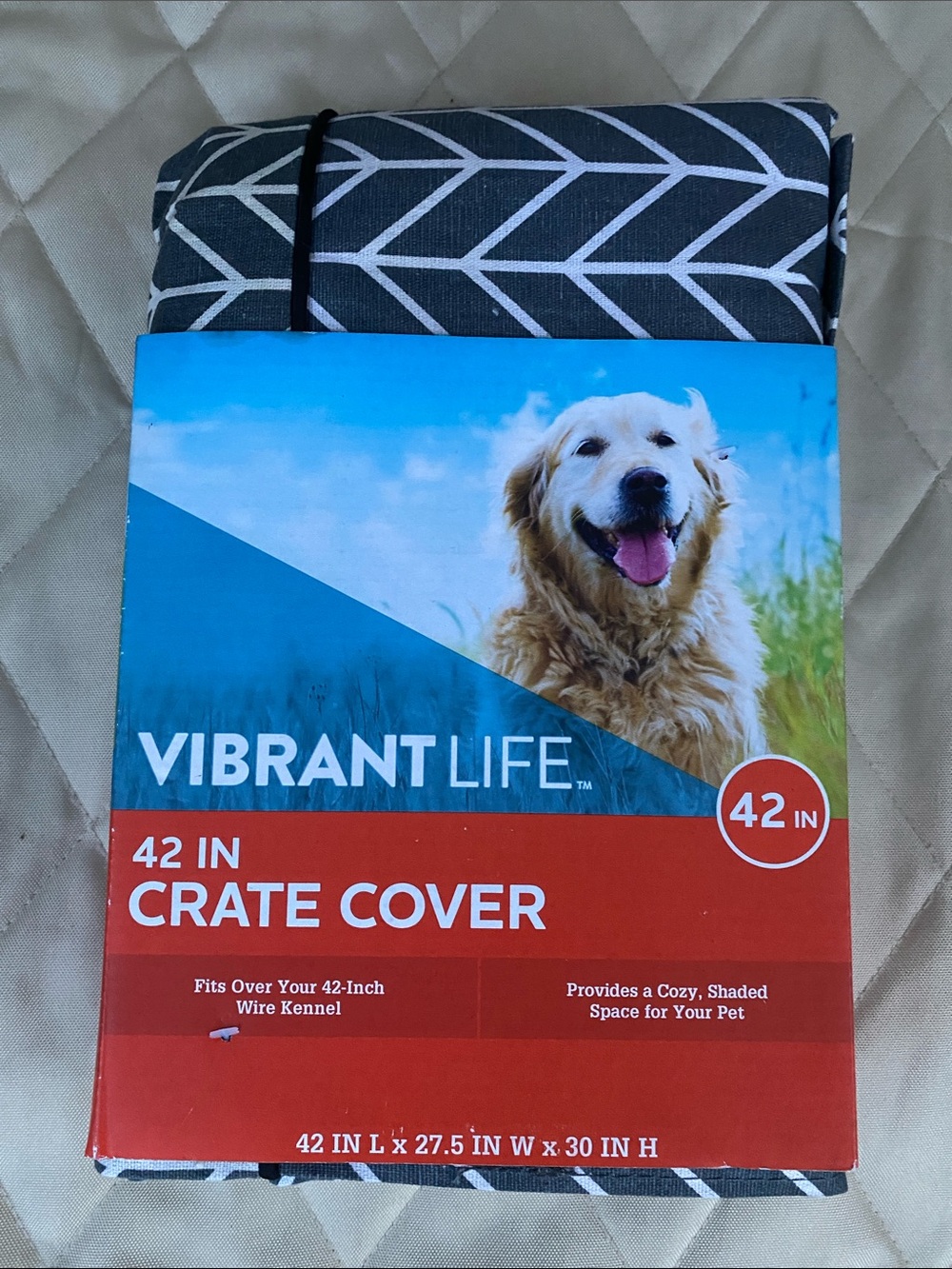 Vibrant Gray Chevron Dog Crate Cover
